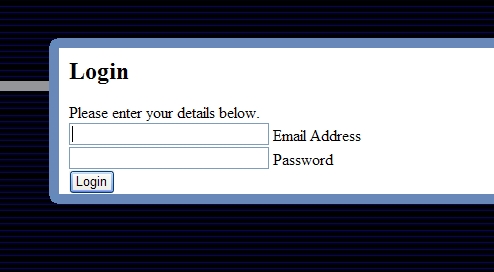 picture of the login page boxes